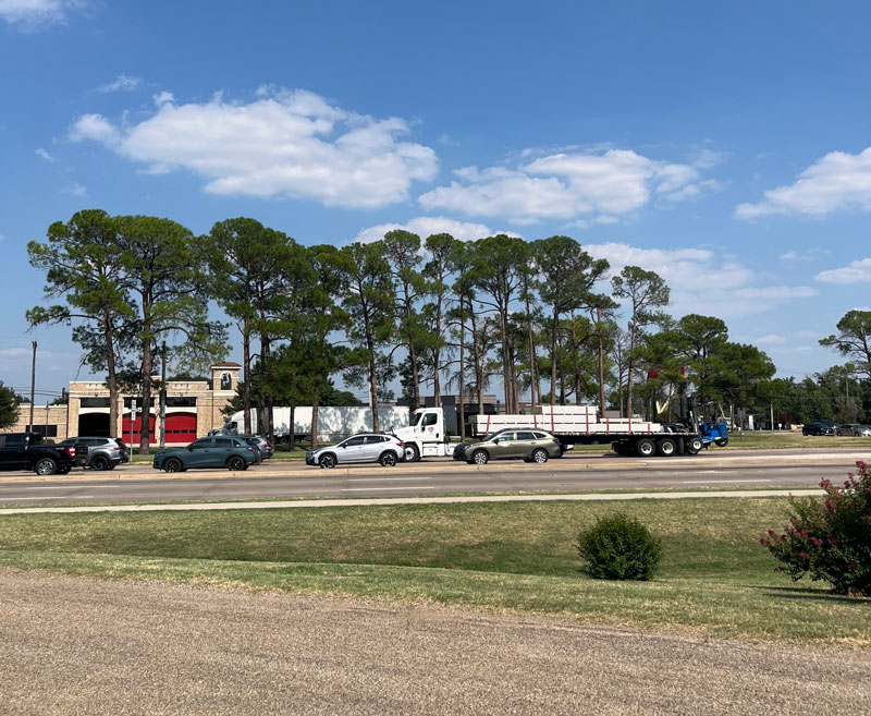 Pines along Business 121 in Lewisville, Texas